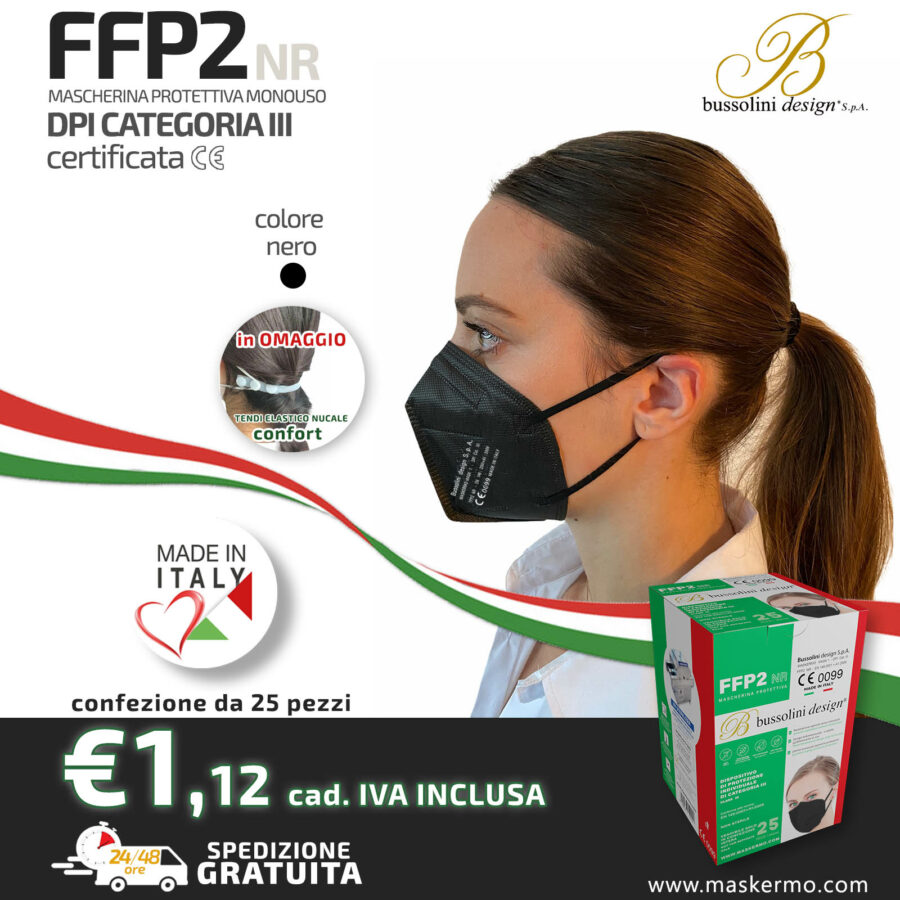 Mascherina FFP2 Made in Italy certificata CE 0099 DPI CAT. III EN 149:2001+A1 2009 – Colorata